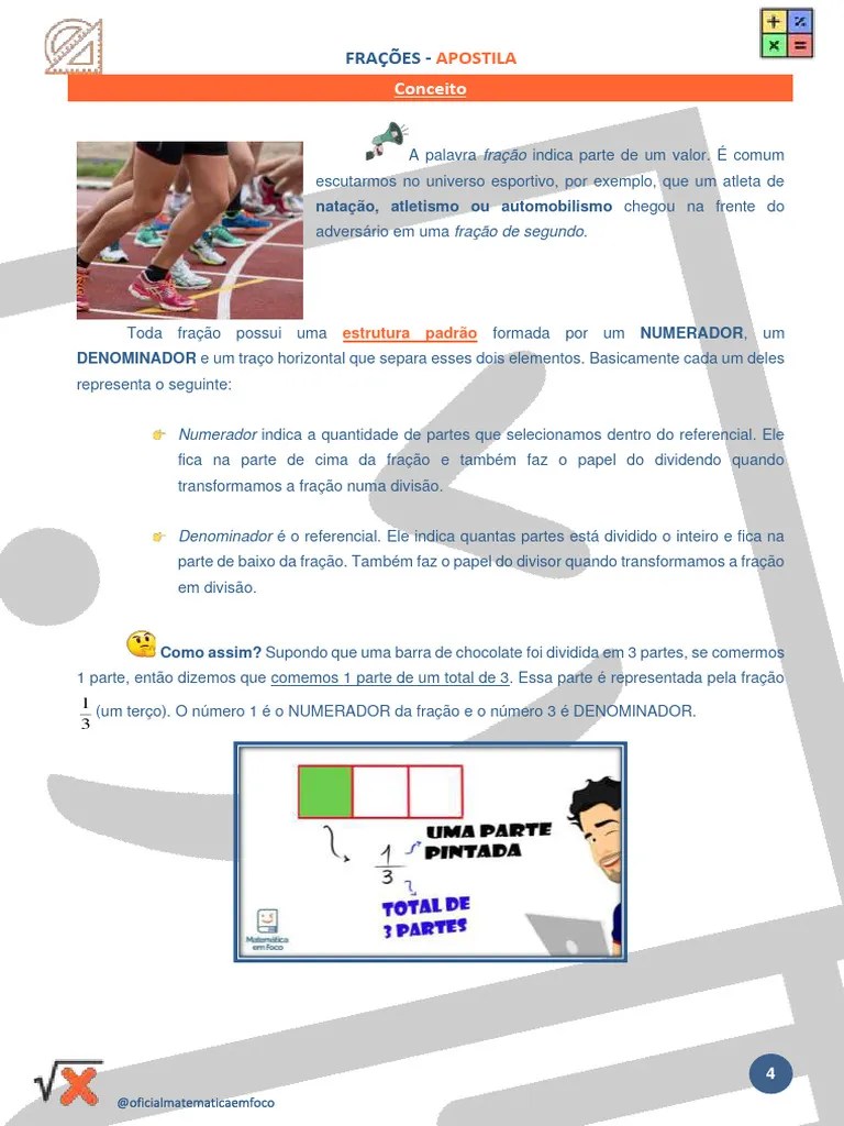 Frações (Resumo) | Download Grátis PDF | Matemática Elementar | Aritmética