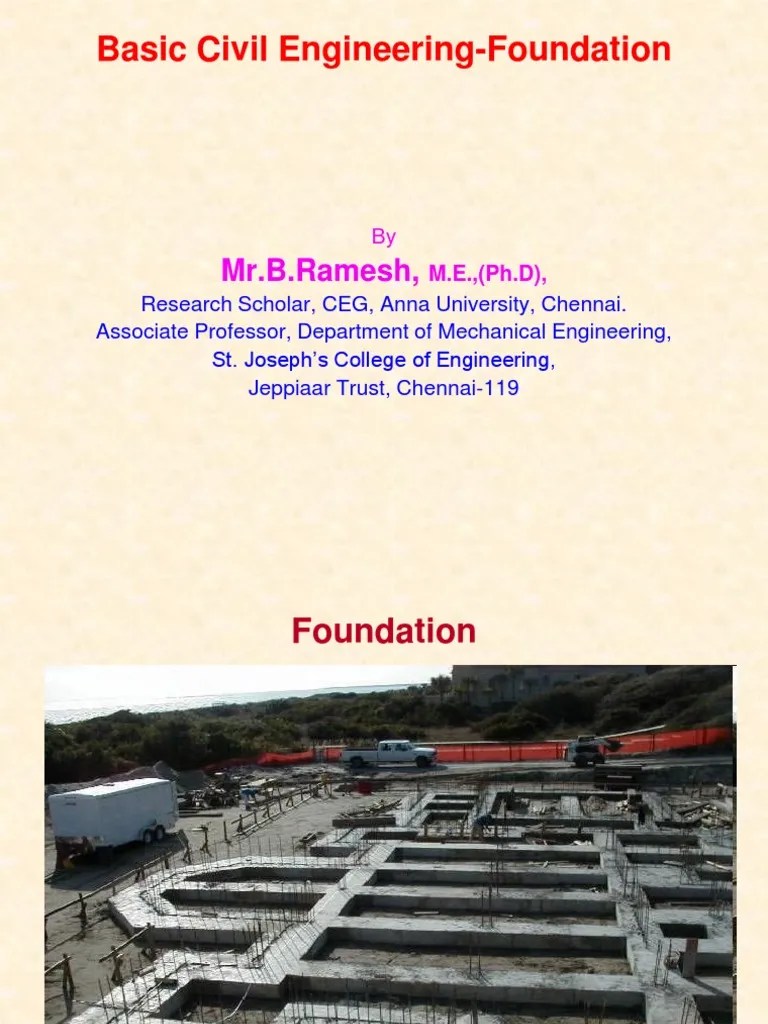 Basic Civil Engineering-Foundation: Mr.B.Ramesh | PDF | Deep Foundation ...