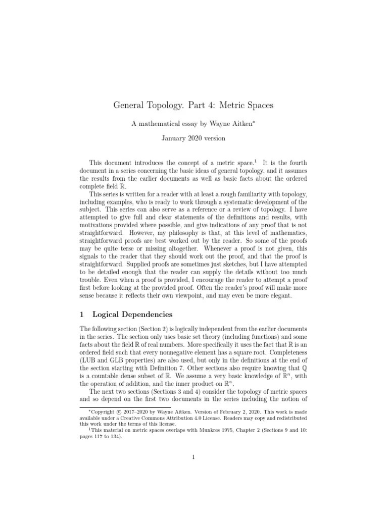 Metric Spaces | PDF | Continuous Function | Topology