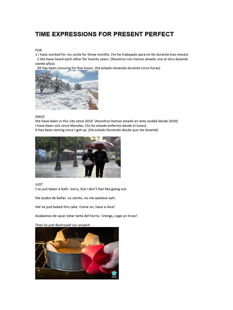 Present Perfect Time Expressions Guide Pdf