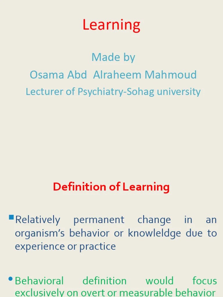 Lec 5 Psychology Of Learning | PDF | Classical Conditioning | Learning