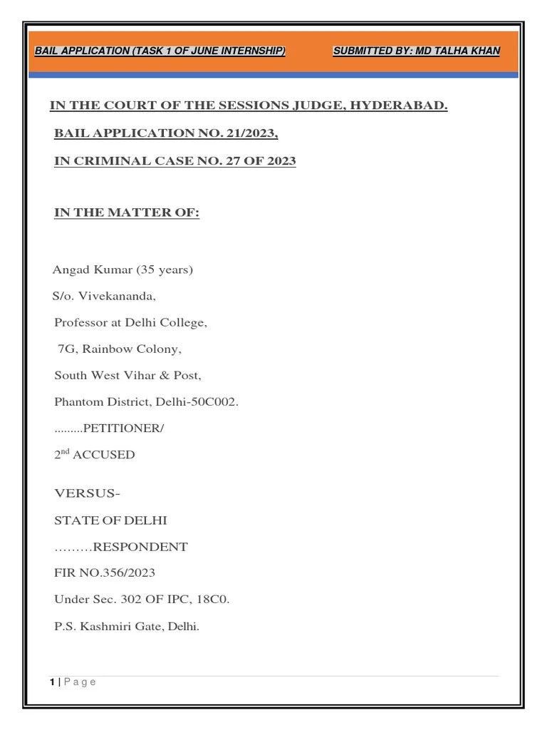 Bail Application | PDF | Bail | Crime & Violence