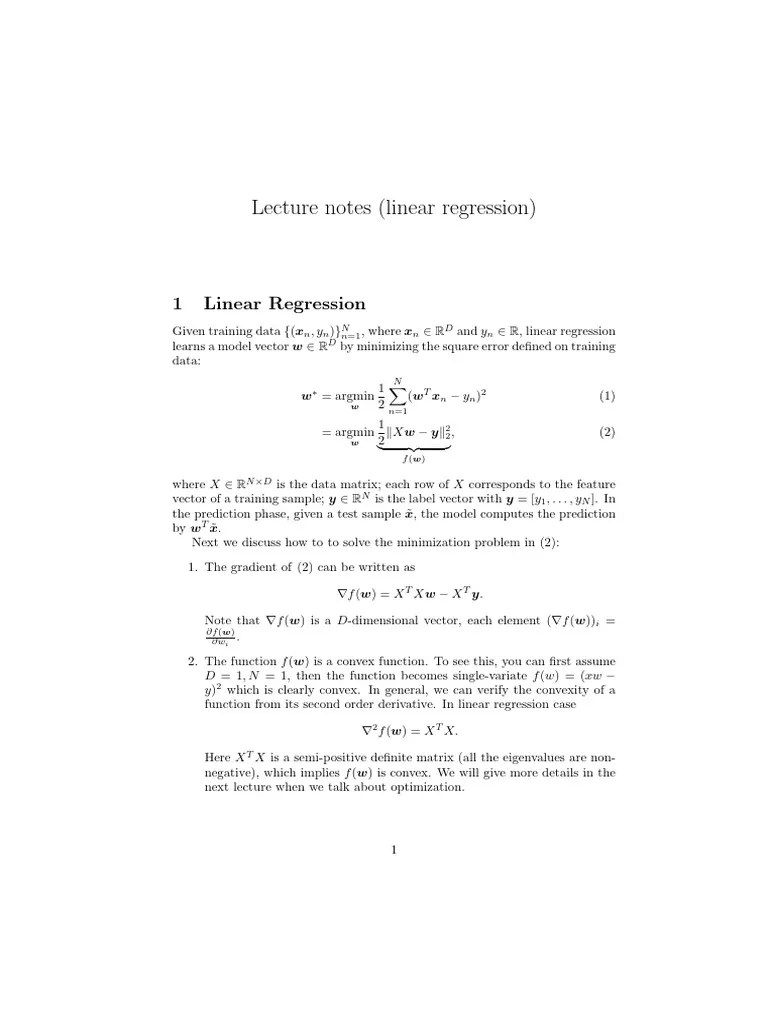 Notes Linearregression | PDF | Regression Analysis | Matrix (Mathematics)