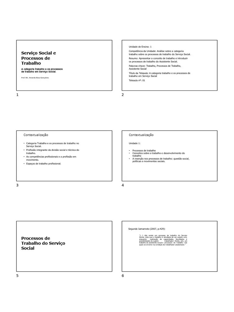 Ta1 - Serviço Social E Processo De Trabalho | PDF | Trabalho Social ...