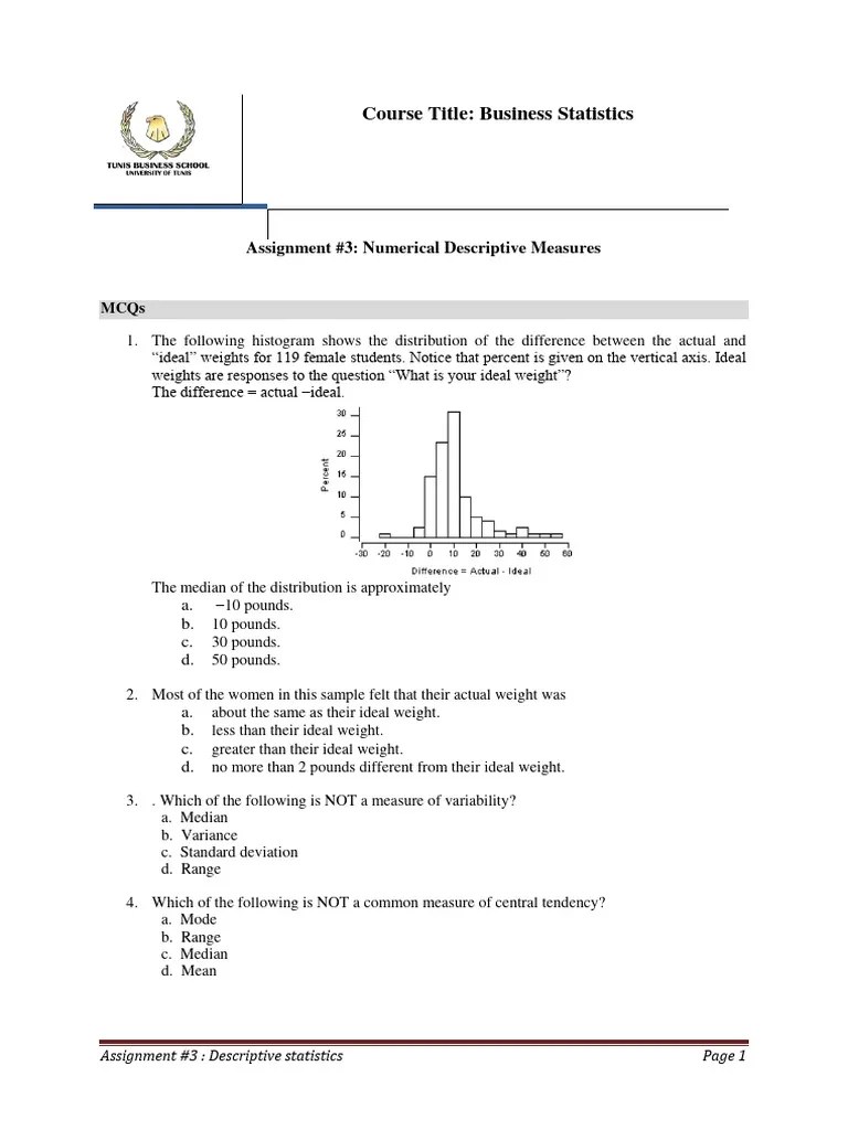 Assignment 3 Pdf Standard Deviation Skewness
