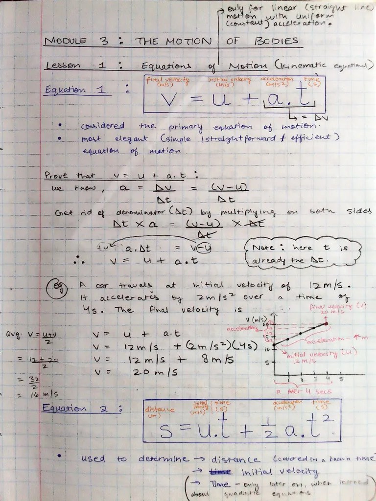 4 Equations Of Motion Notes Physics 0625 IGCSE | PDF