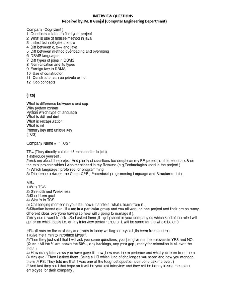 Interview Questions | PDF | Object Oriented Programming | Databases