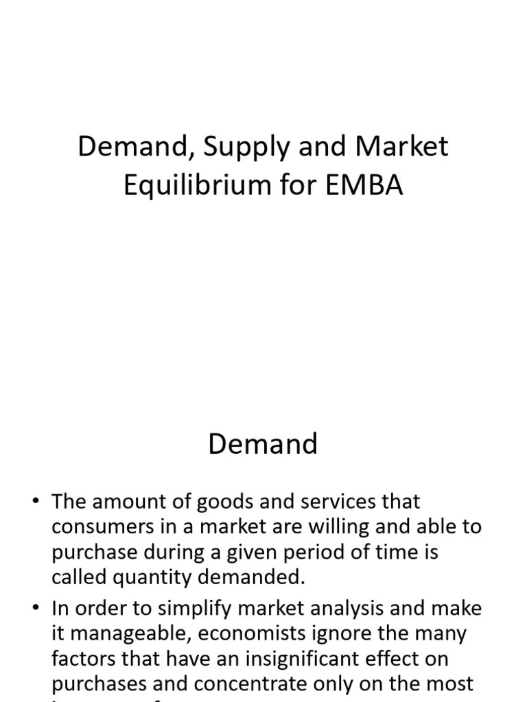 Lec-3 (Demand, Supply & Market Equilibrium) | PDF | Demand | Economic ...