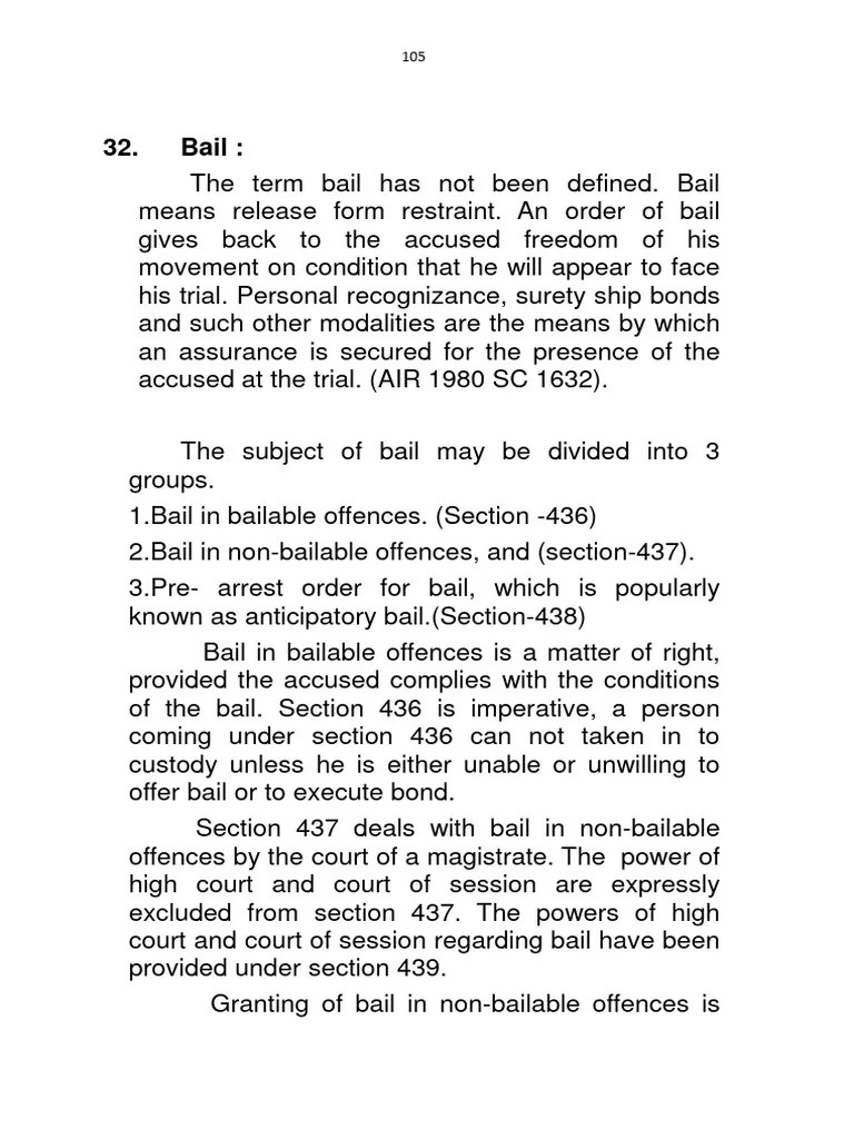 BAIL - Code Of Criminal Procedure-105-110 | PDF | Bail | Crime & Violence