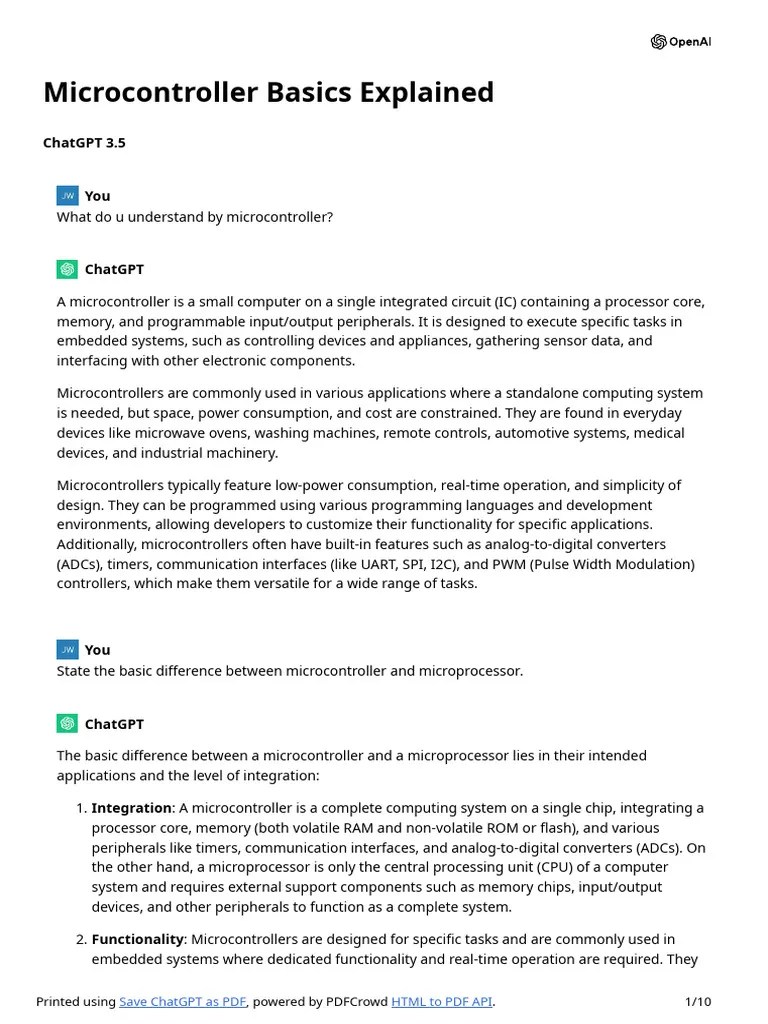Microcontroller Basics Explained | PDF | Computer Data Storage ...