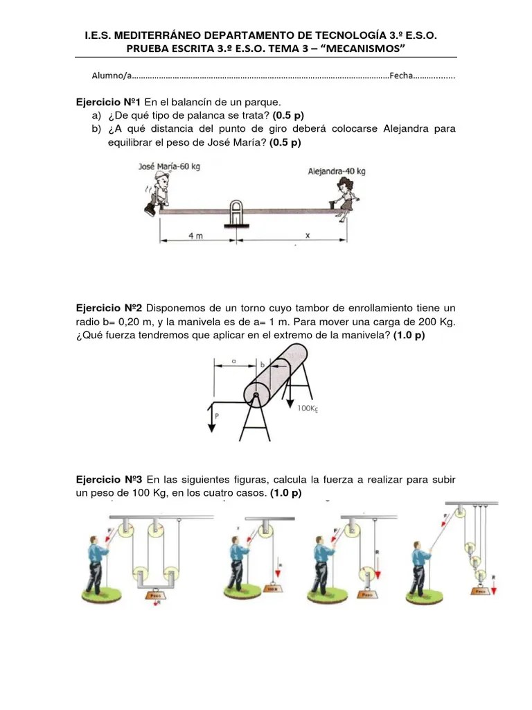 Conjunto De Ejercicios De Mecanismos | PDF | Engranaje | Bienes Manufacturados