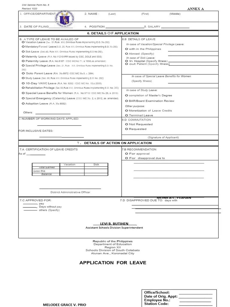 Leave Form New | PDF