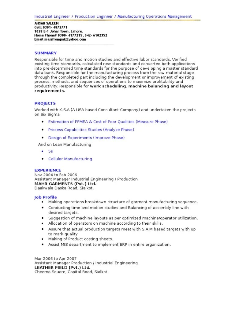 Resume 4 Ie Gestion Des Operations Ingenieur Industriel