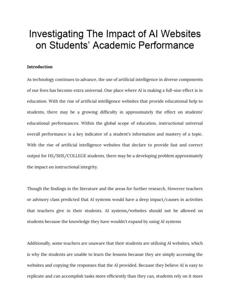 Investigating The Impact Of AI Websites On Students' Academic ...