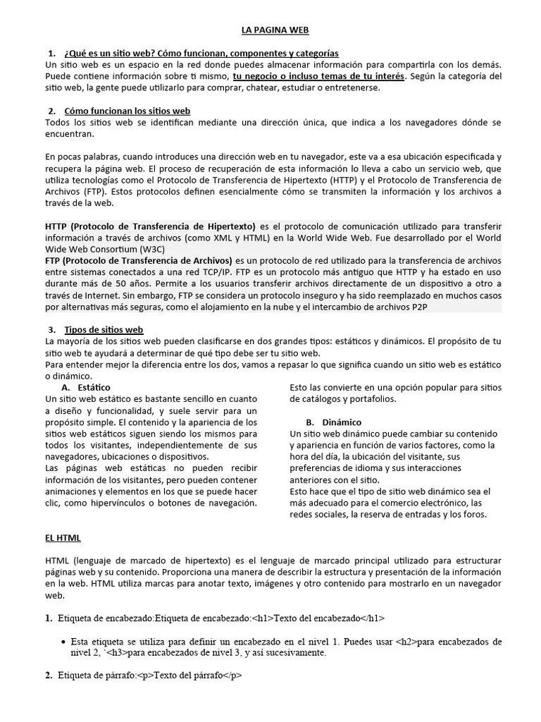 La Pagina Web | PDF | Sitios Web | Red Mundial