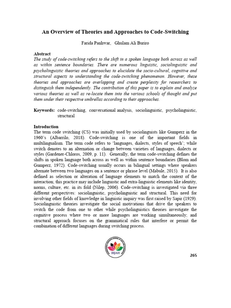 Approaches To Code Switching | PDF | Multilingualism | Sociolinguistics