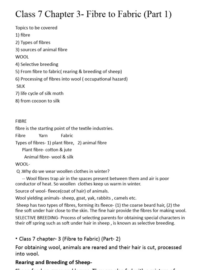 Class 7 | PDF | Wool | Yarn