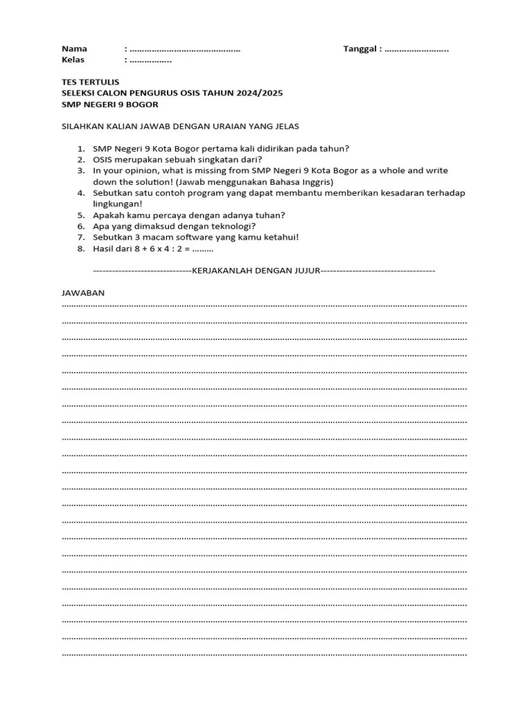 Tes Tertulis Umum | PDF