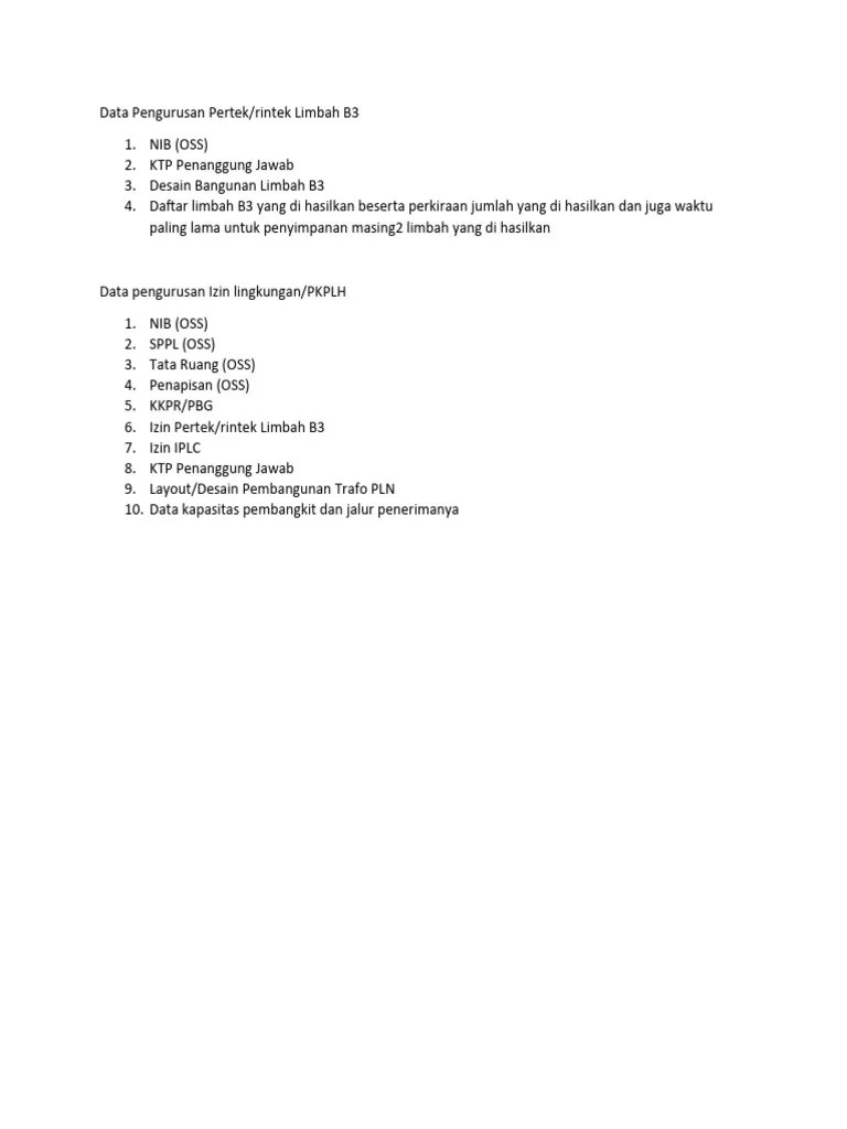 Data Pengurusan Limbah B3 Dan Izin Lingkungan | PDF