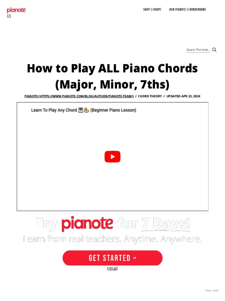 How To Play ALL Piano Chords - Free Downloadable Chart PDF | PDF ...