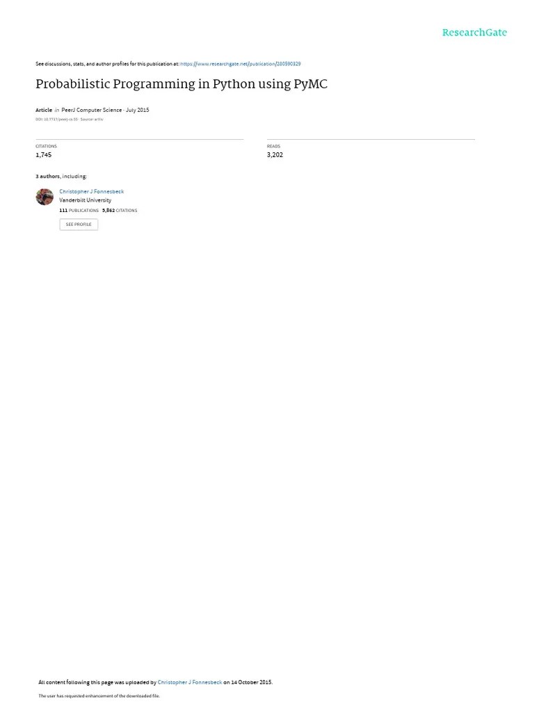 Probabilistic Programming In Python Using PyMC | PDF | Normal ...