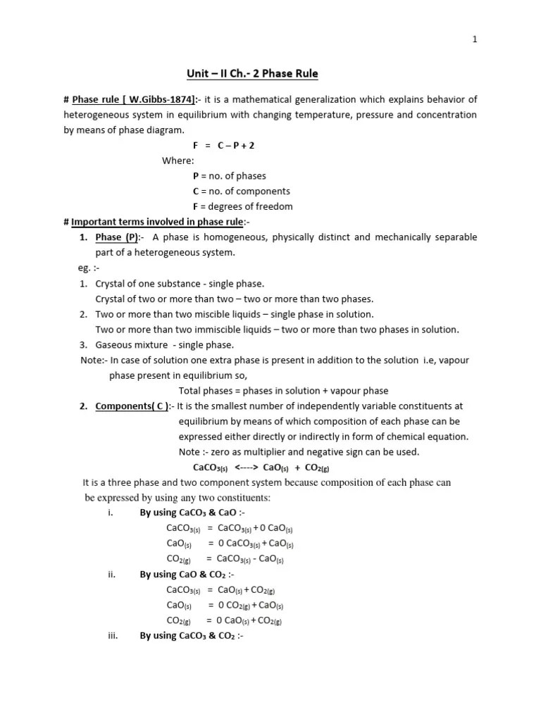 UNIT-II-A - Phase Rule | PDF | Phase Rule | Phase (Matter)