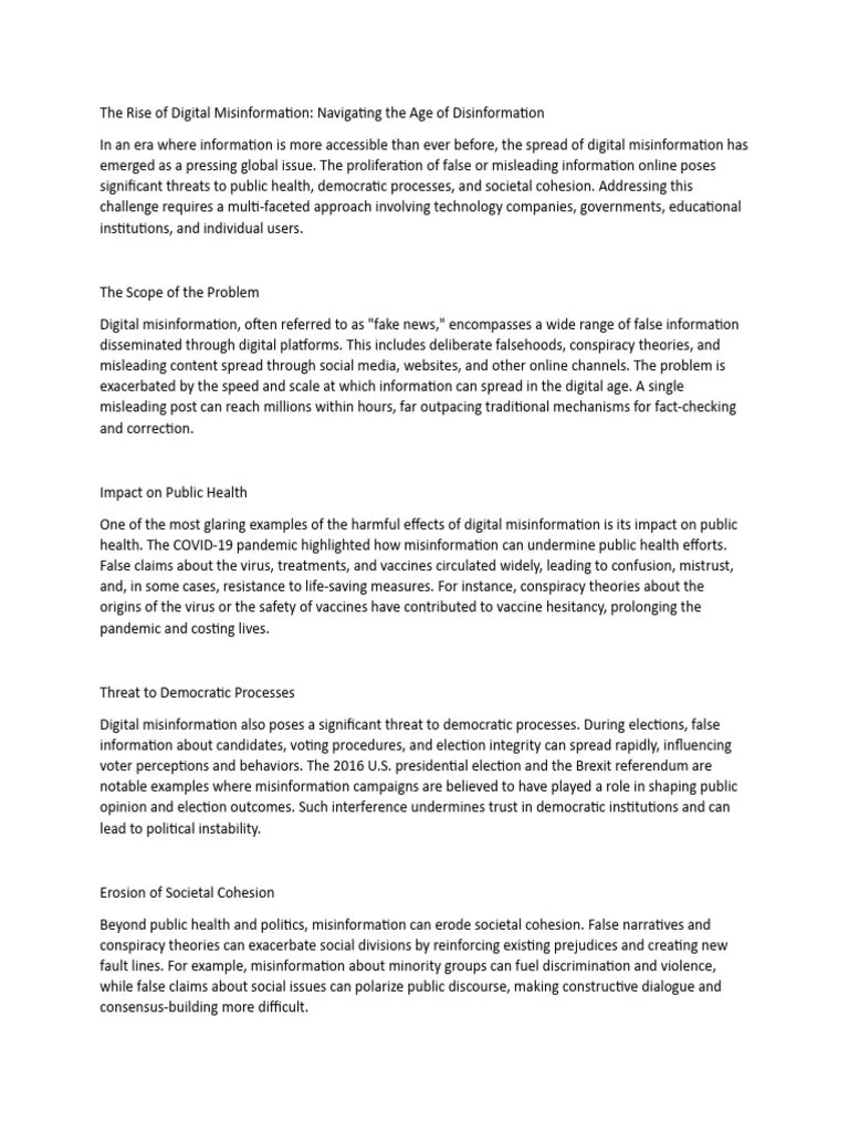 The Rise Of Digital Misinformation | PDF | Human Communication | Public ...