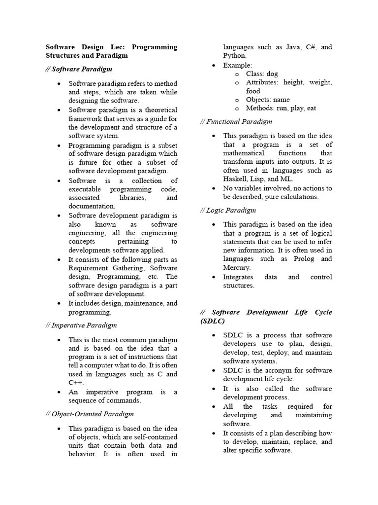 SDL Lecture 1 Notes | PDF | Software Development Process | Programming Paradigms