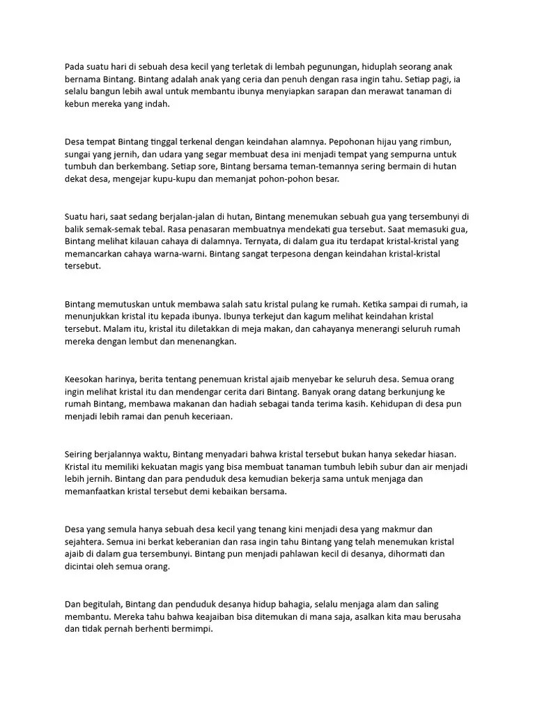 Pada Suatu Hari Di Sebuah Desa Kecil Yang Terletak Di Lembah Pegunungan ...