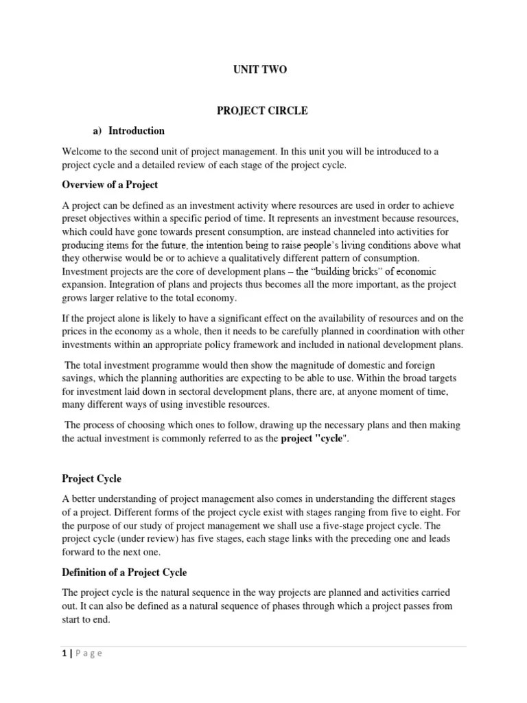 UNIT TWO- Project Circle | PDF | Evaluation | Feasibility Study