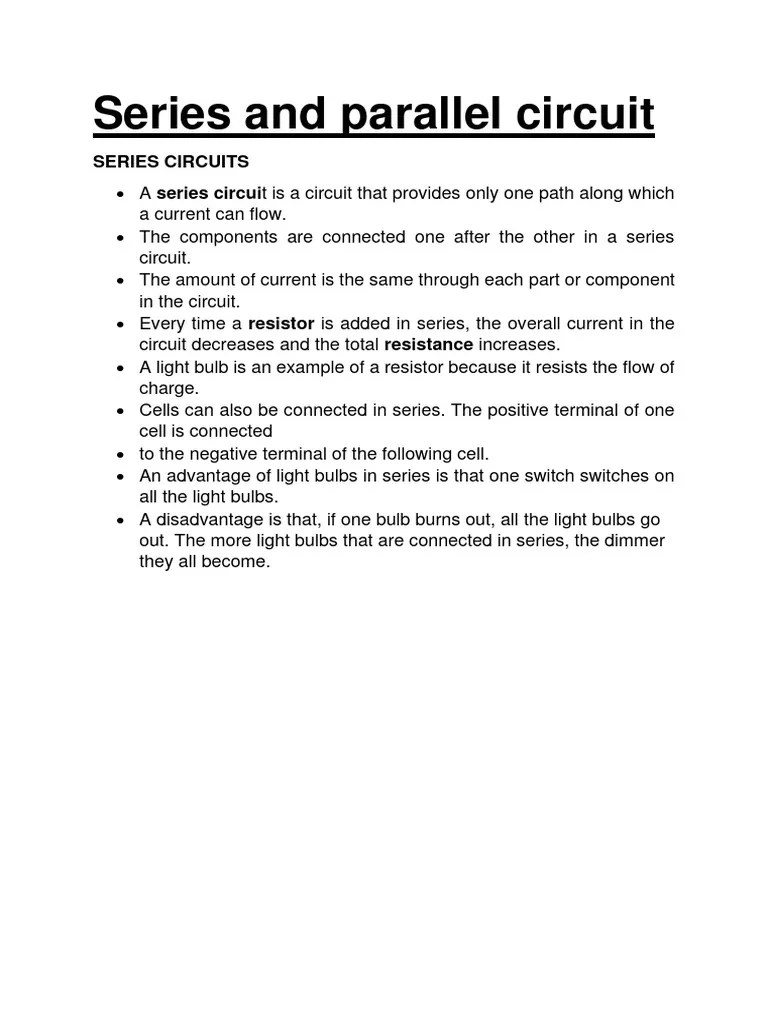 SERIES And PARALLEL CIRCUITS NOTES | PDF | Series And Parallel Circuits | Manufactured Goods