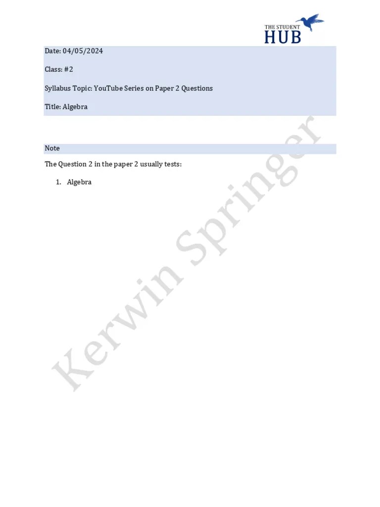 Paper 2 Revision - Question 2s - Questions | PDF | Equations | Area