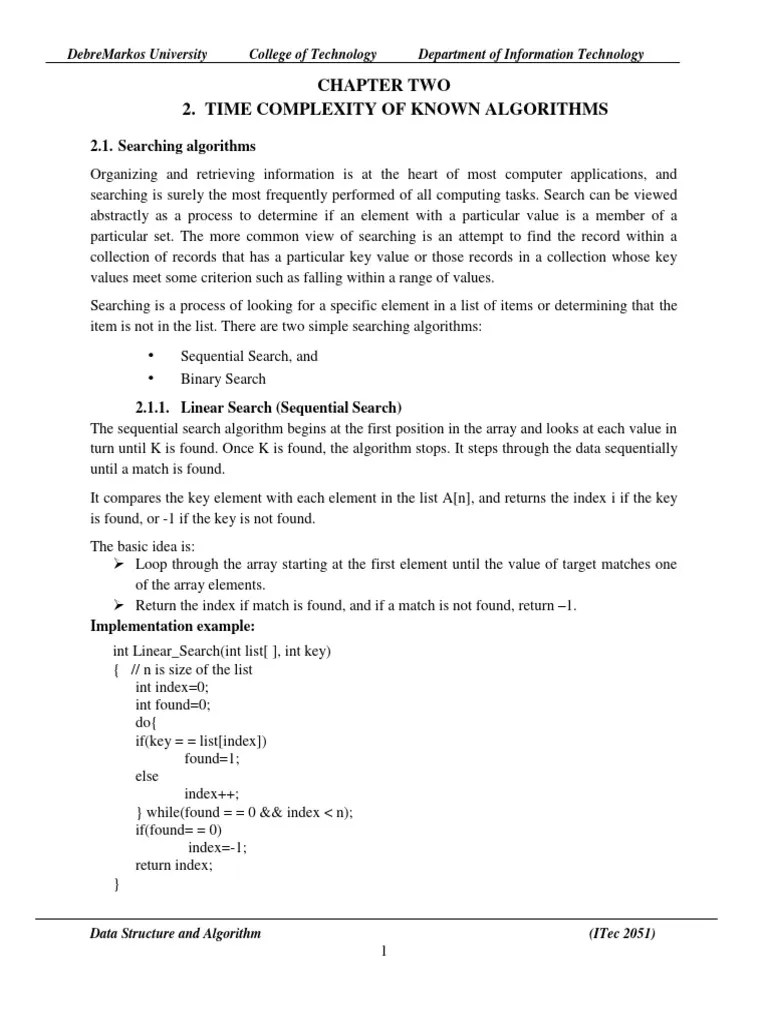 Chapter 2 - Searching & Sorting Algorithm | Download Free PDF ...