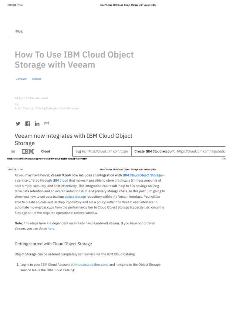 How To Use IBM Cloud Object Storage With Veeam _ IBM | PDF | Cloud ...