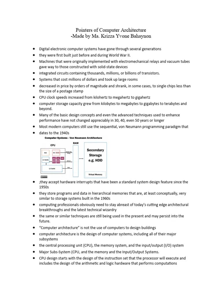 Pointers Of Computer Architecture | Download Free PDF | Central ...