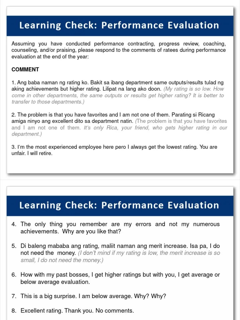 Learning Check - Performance Evaluation-1 | PDF