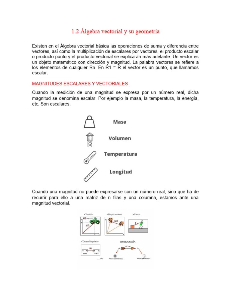 1.2 Álgebra Vectorial Y Su Geometría | Descargar Gratis PDF | Vector Euclidiano | Escalar ...