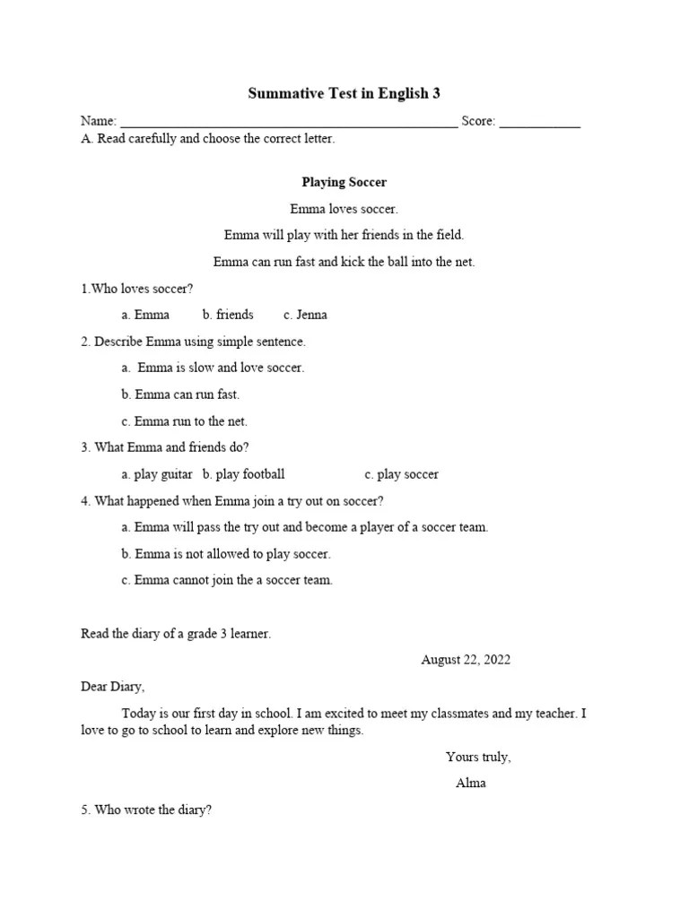Summative-Test Q1 English-3 | Download Free PDF | Languages | Foreign Language Studies