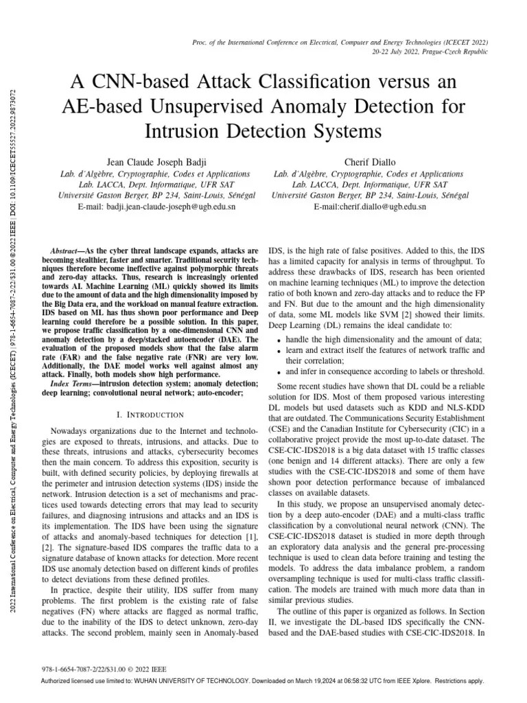 A CNN-based Attack Classification Versus An AE-based Unsupervised ...