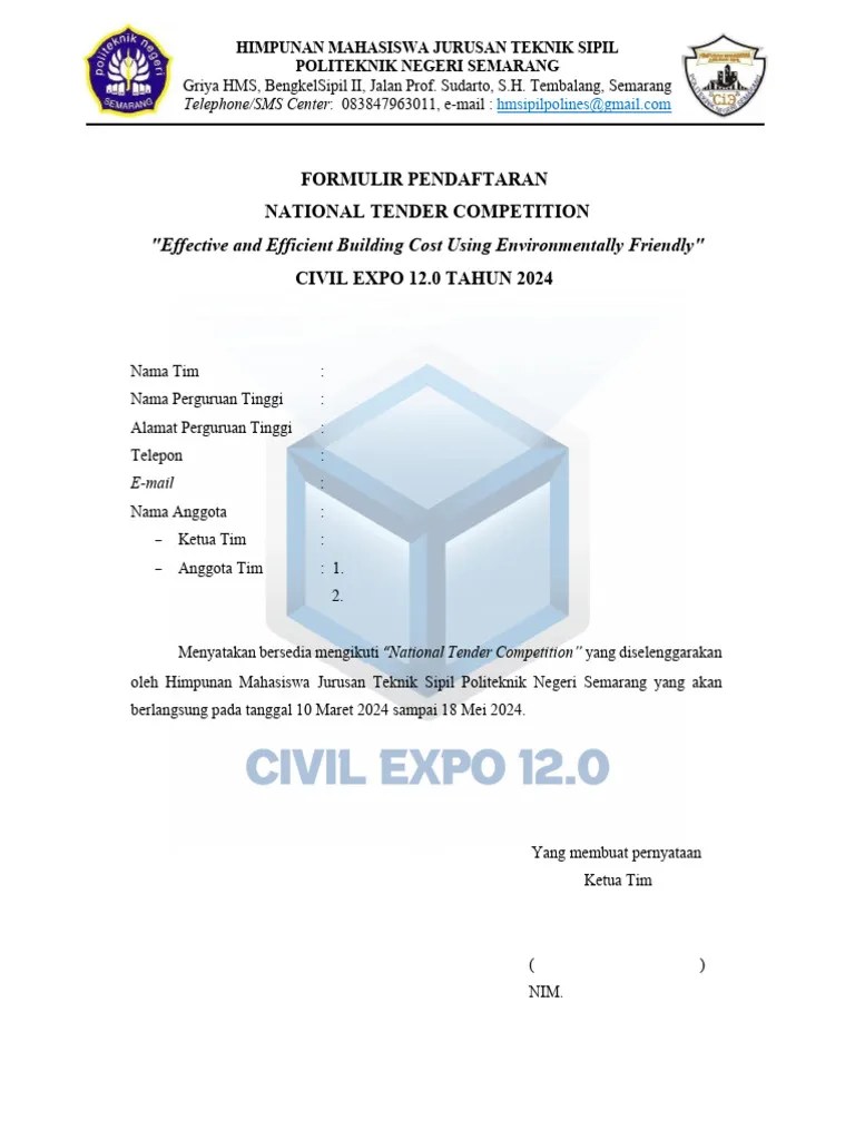Formulir Pendaftaran Tender PDF | PDF