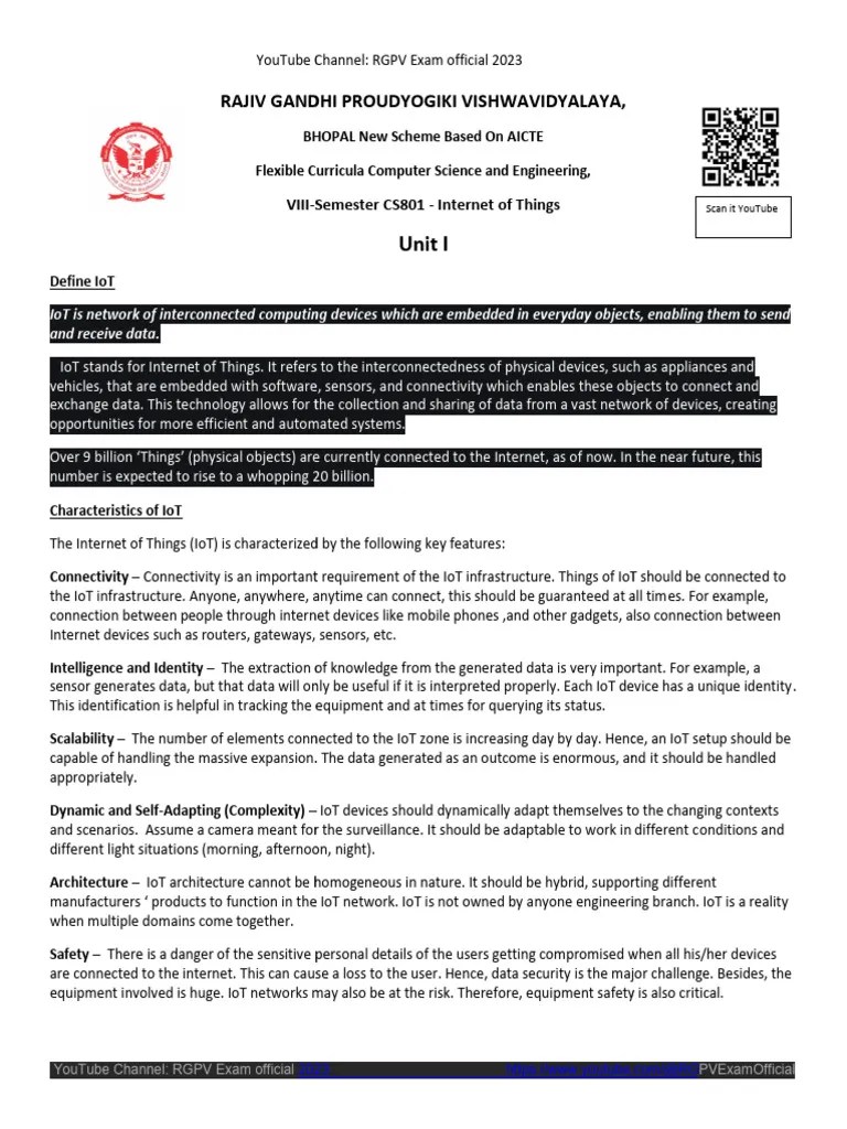 Iot Unit 1 Notes For RGPV Exam | PDF | Internet Of Things | Computer ...