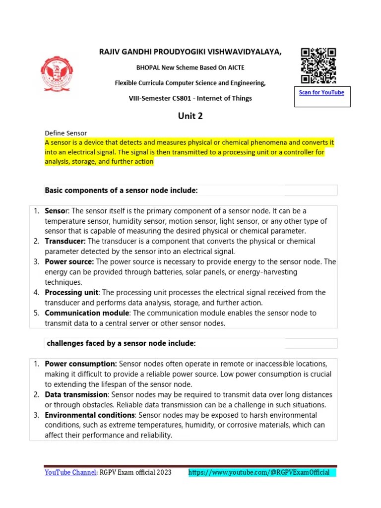 IoT Unit 2 For RGPV Exam | Download Free PDF | Sensor | Accuracy And ...