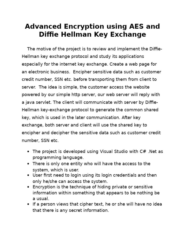 Text Encryption Using Diffie Hellman Key Exchange | PDF | Encryption ...