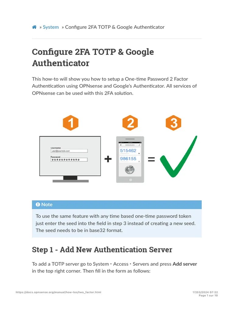 Configure 2FA TOTP & Google Authenticator - OPNsense Documentation ...