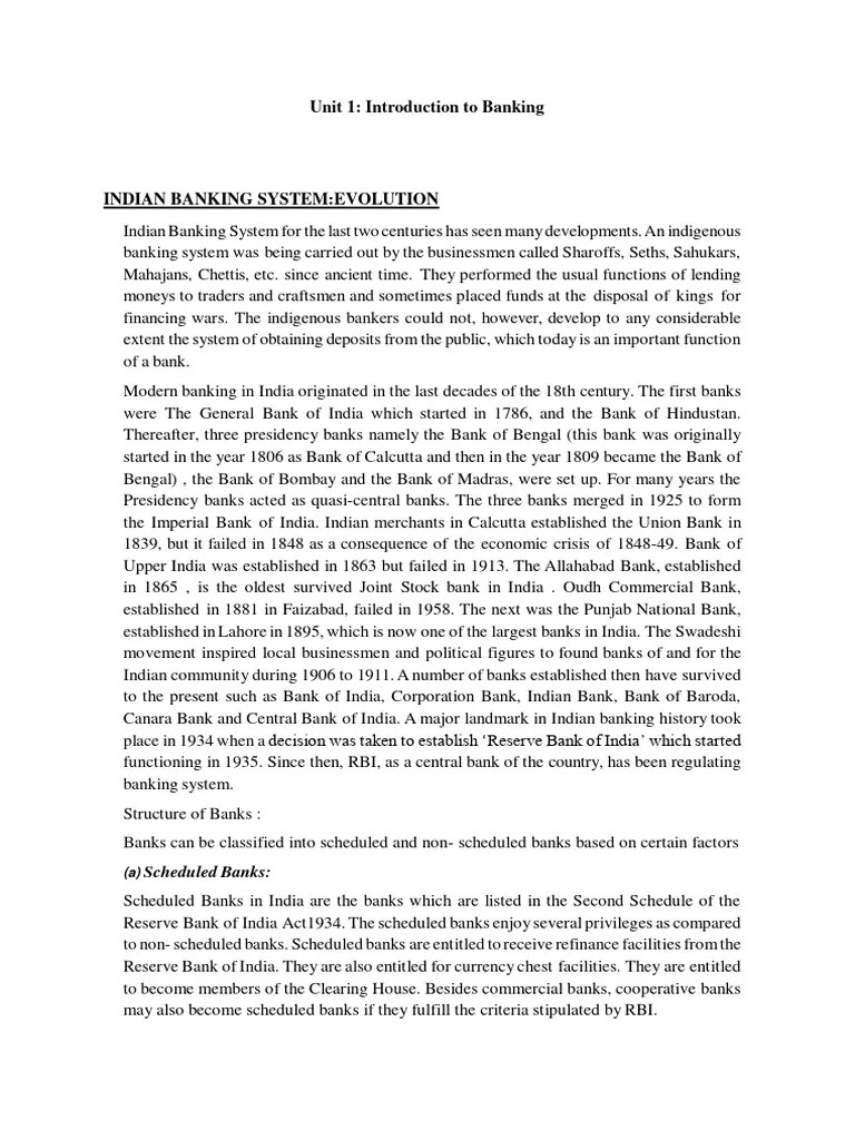 Unit 1-Topic 1 -Banking | PDF | Reserve Bank Of India | Banks