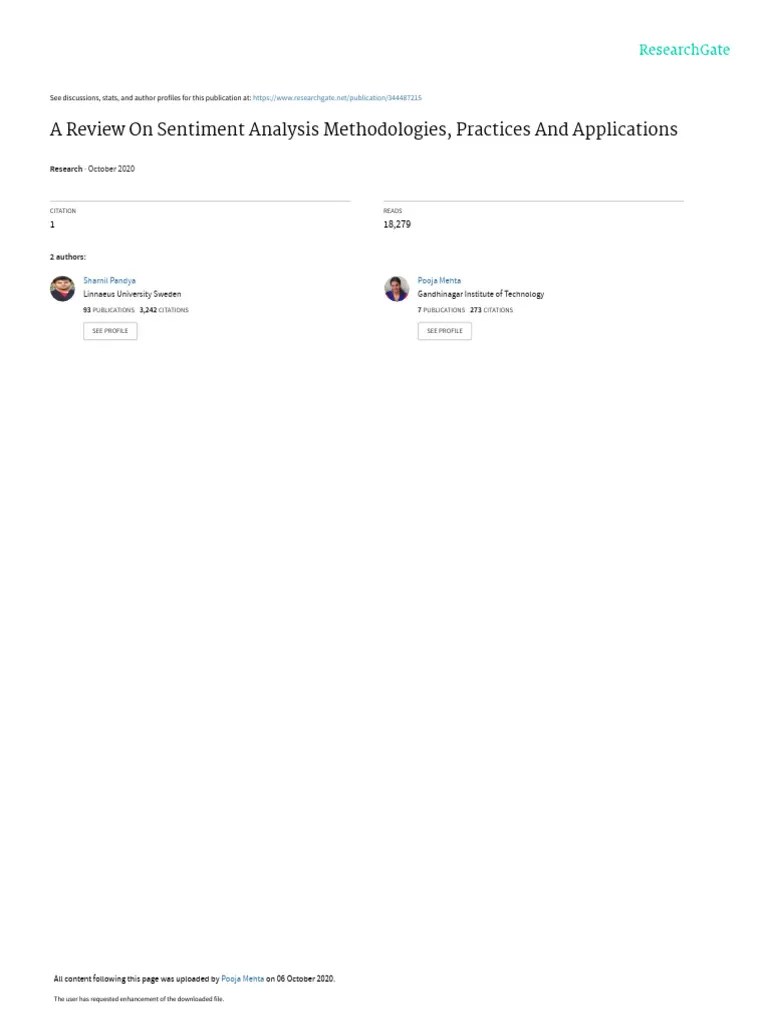 A Review On Sentiment Analysis Methodologies Practices And Applications ...