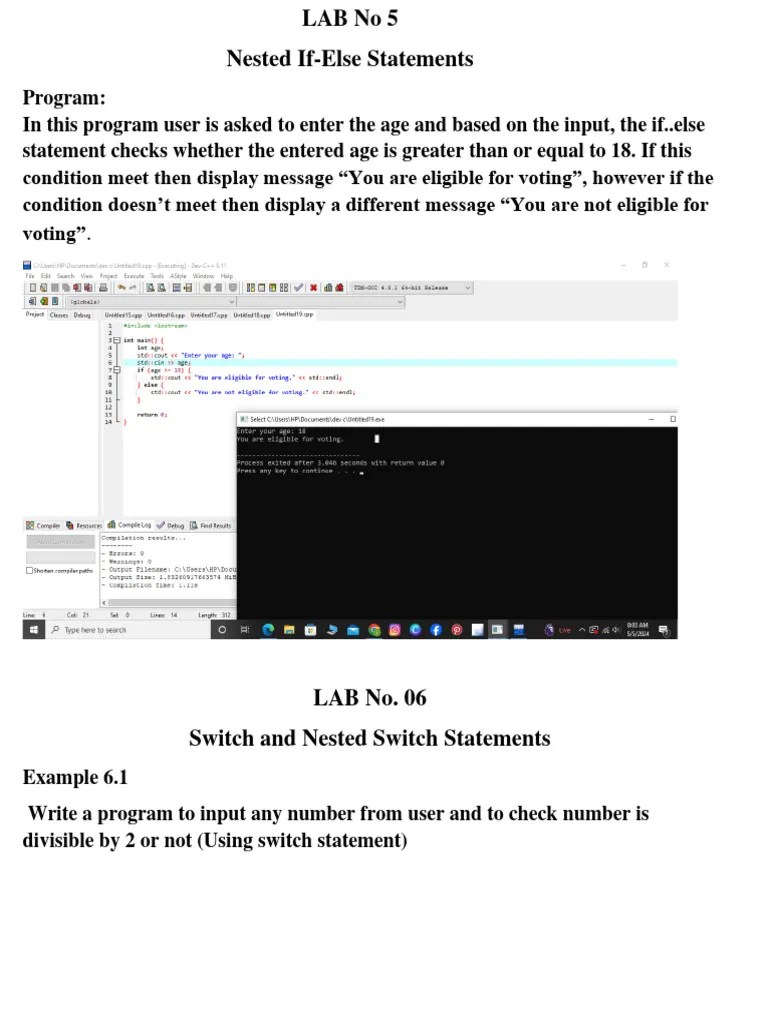 Lab5 11 | PDF | Control Flow | Computer Programming