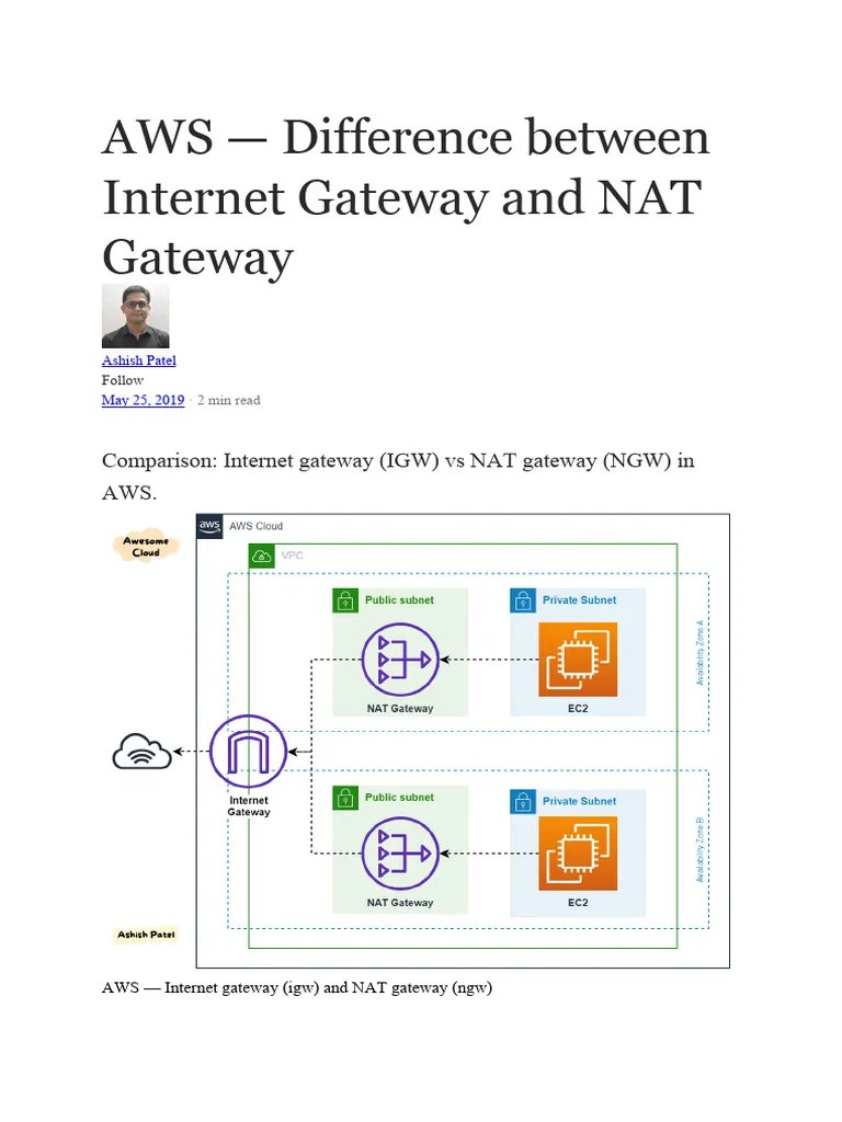 AWS - Difference Between Internet Gateway And NAT Gateway | PDF ...