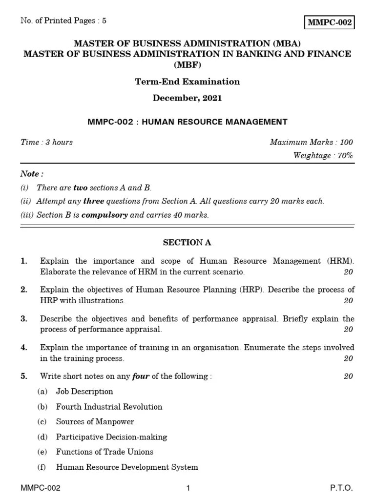 MMPC-002 Dec 2021-June 2023 | PDF | Performance Appraisal | Human Resource Management