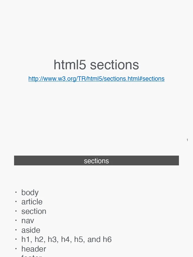 Html5 Sections | PDF | Html | Computing